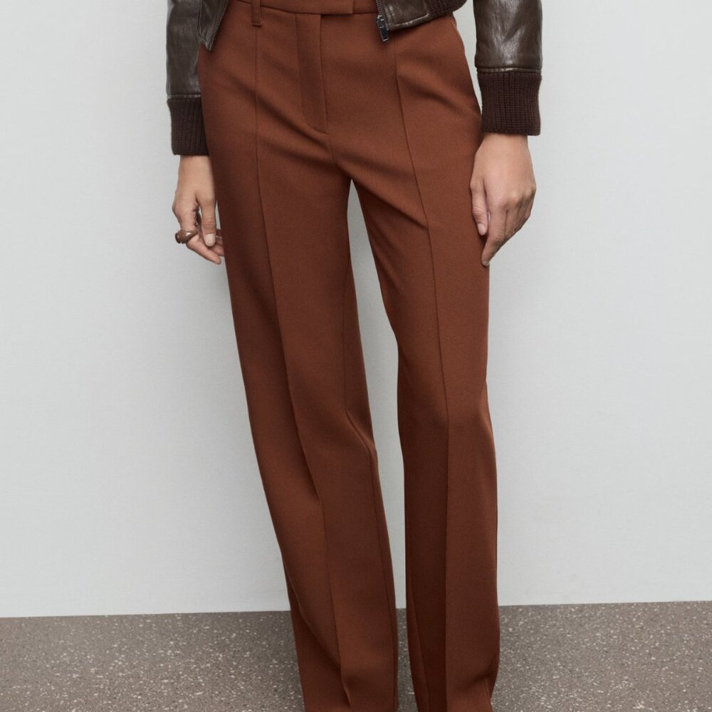 MANGO - Seam-detail straight-fit pants russet - 2 - Woman - NWT